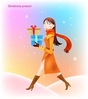 EPS 계절 여자 기념일 크리스마스 겨울 일러스트 선물 한명 사람 20대 성인 야외 산타클로스 코트 눈 여자만 여자한명만 성인여자만 청년만 청년여자만 성인한명만 청년여자한명만 성인여자한명만 성인만 국내일러스트 자연요소 1 날씨 이벤트 청년 외투 파일형식 벡터