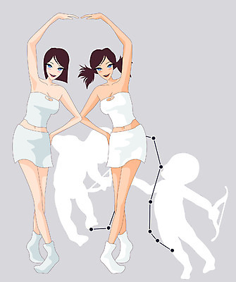 EPS 캐릭터 여자 별 일러스트 사람 두명 우주 별자리 운세 별자리캐릭터 점성술 쌍둥이자리 여자만 일러캐릭터 자연요소 파일형식 벡터