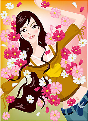 EPS 라이프스타일 웰빙 여자 꽃 일러스트 한명 사람 상반신 20대 성인 코스모스 여자만 여자한명만 성인여자만 청년만 청년여자만 성인한명만 청년여자한명만 성인여자한명만 성인만 국내일러스트 식물 1 청년 생활 파일형식 벡터