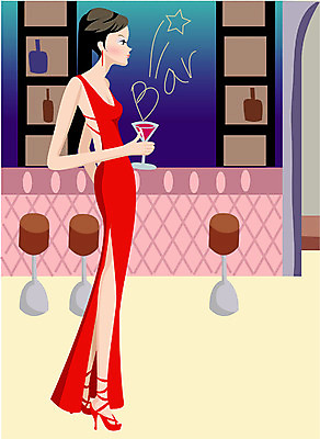 EPS 전신 라이프스타일 웰빙 드레스 여자 일러스트 한명 서기 사람 이벤트 20대 성인 파티 바 선술집 술집 여자만 여자한명만 성인여자만 청년만 청년여자만 성인한명만 청년여자한명만 성인여자한명만 성인만 국내일러스트 1 옷 모션 청년 생활 파일형식 벡터