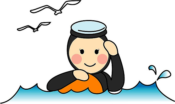 EPS 주간 클립아트 직업 여자 어린이 바다 일러스트 한명 사람 소녀 야외 어부 해녀 여자만 여자한명만 어린이만 소녀만 소녀한명만 국내일러스트 자연요소 1 파일형식 벡터