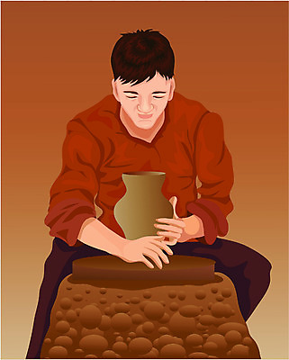 EPS 직업 남자 일러스트 한명 사람 앉기 상반신 20대 성인 도자기 예술가 도공 도예가 아티스트 남자만 남자한명만 성인남자만 청년만 청년남자만 청년남자한명만 성인한명만 성인남자한명만 성인만 국내일러스트 1 모션 청년 파일형식 벡터