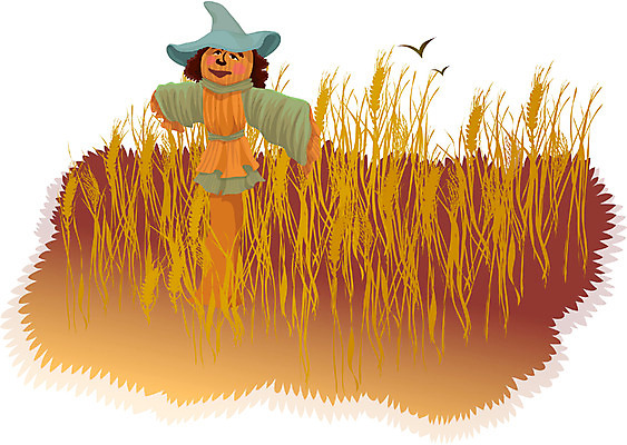 EPS 사계절 계절 밭 일러스트 자연 풍경 초원 사람없음 농경지 가을 허수아비 보리밭 들녘 국내일러스트 농업 농장 생태계 보리 파일형식 벡터