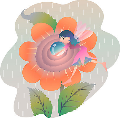 EPS 사계절 계절 여자 꽃 일러스트 상상 요정 판타지 가을 비 이슬 꽃의요정 님프 여자만 가상인물 국내일러스트 자연요소 식물 날씨 사람 파일형식 벡터