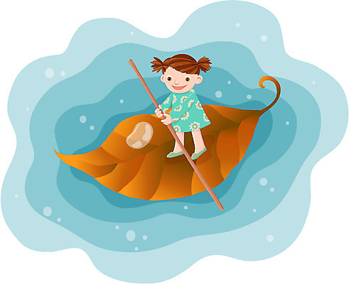 EPS 사계절 계절 여자 초등학생 어린이 낙엽 일러스트 상상 나뭇잎 한명 사람 소녀 가을 나뭇잎배 선박 여자만 여자한명만 어린이만 소녀만 소녀한명만 국내일러스트 1 학생 수상교통 잎 배_교통 파일형식 벡터