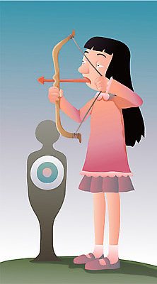 EPS 전신 여자 기독교 종교 초등학생 어린이 일러스트 화살 한명 서기 사람 소녀 과녁판 여자만 여자한명만 어린이만 소녀만 소녀한명만 국내일러스트 1 학생 모션 파일형식 벡터