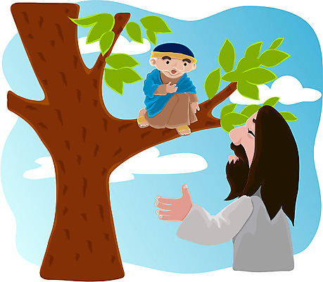 EPS 주간 나무 남자 기독교 종교 일러스트 사람 야외 두명 예수 삭개오 남자만 국내일러스트 자연요소 식물 신_종교 파일형식 벡터