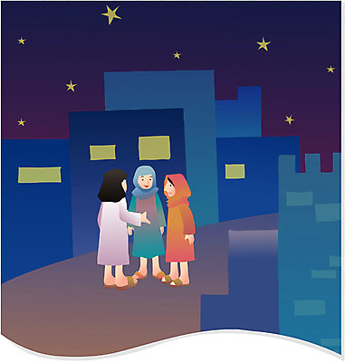 EPS 전신 여자 남자 별 기독교 종교 일러스트 거리 서기 사람 야외 세명 야간 제자 국내일러스트 자연요소 모션 파일형식 벡터