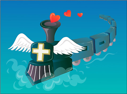 EPS 기독교 종교 육상교통 십자가 날개 일러스트 사랑 기차 하트 국내일러스트 모양 감정 교통수단 대중교통 파일형식 벡터