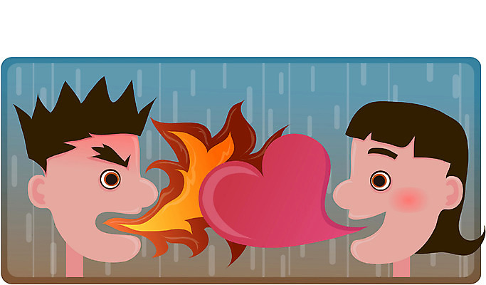 EPS 여자 남자 기독교 종교 얼굴 일러스트 불꽃 사랑 사람 두명 분노 하트 국내일러스트 모양 감정 불 신체부위 파일형식 벡터