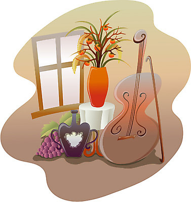 EPS 사계절 계절 악기 음악 일러스트 창문 포도 현악기 사람없음 와인 방 가을 오브젝트 첼로 국내일러스트 과일 문화예술 주류 파일형식 벡터 찰현악기