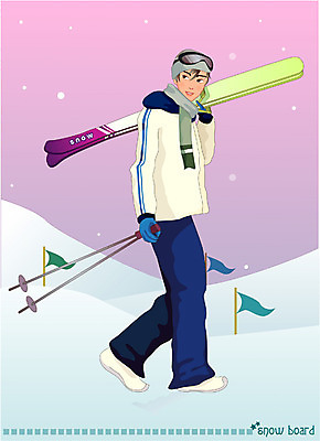 EPS 계절 여자 남자 겨울 일러스트 스키 겨울스포츠 스키장 한명 사람 20대 성인 야외 레포츠 눈 스키복 썰매장 총각 청년만 성인만 국내일러스트 자연요소 1 옷 스포츠 레저 날씨 청년 파일형식 벡터