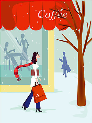 EPS 계절 여자 기념일 커피 크리스마스 겨울 일러스트 거리 선물 한명 사람 20대 성인 야외 쇼핑백 눈 여자만 여자한명만 성인여자만 청년만 청년여자만 성인한명만 청년여자한명만 성인여자한명만 성인만 국내일러스트 자연요소 1 음료 가방 날씨 이벤트 청년 파일형식 벡터