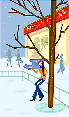 EPS 나무 계절 여자 기념일 크리스마스 겨울 일러스트 자동차 거리 한명 사람 20대 성인 야외 눈 가로수 백화점 여자만 여자한명만 성인여자만 청년만 청년여자만 성인한명만 청년여자한명만 성인여자한명만 성인만 국내일러스트 자연요소 식물 1 육상교통 날씨 이벤트 청년 상점 파일형식 벡터