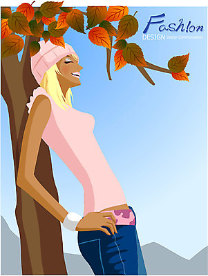 EPS 주간 모델 직업 계절 여자 패션 포즈 일러스트 한명 사람 20대 성인 야외 가을 여자만 여자한명만 성인여자만 청년만 청년여자만 성인한명만 청년여자한명만 성인여자한명만 성인만 국내일러스트 자연요소 1 청년 파일형식 벡터