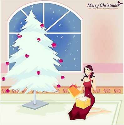 EPS 나무 계절 여자 기념일 크리스마스 겨울 일러스트 실내 선물 한명 사람 20대 성인 선물상자 크리스마스트리 눈 여자만 여자한명만 성인여자만 청년만 청년여자만 성인한명만 청년여자한명만 성인여자한명만 성인만 국내일러스트 자연요소 식물 1 날씨 이벤트 청년 내부 상자 파일형식 벡터