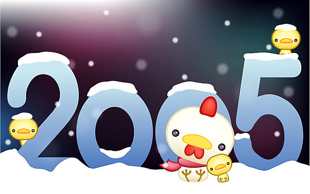 EPS 동물 문자 전통 기호 여러마리 일러스트 조류 새해 병아리 사람없음 숫자 십이지신 닭 연하장 연말연시 간지 2005년 국내일러스트 다수 카드_감사 연도 파일형식 벡터