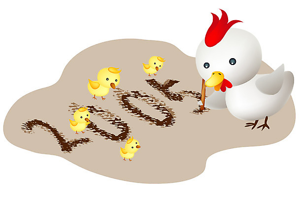 EPS 동물 척추동물 전통 여러마리 일러스트 조류 새해 병아리 사람없음 십이지신 닭 연하장 연말연시 2005년 국내일러스트 다수 카드_감사 연도 파일형식 벡터