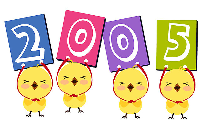 EPS 동물 문자 전통 기호 여러마리 일러스트 조류 새해 병아리 사람없음 숫자 십이지신 연하장 연말연시 간지 2005년 국내일러스트 다수 카드_감사 연도 파일형식 벡터