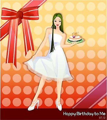EPS 여자 리본 일러스트 한명 사람 이벤트 20대 성인 케이크 다이어리 축하 생일 생일케이크 연중행사 여자만 여자한명만 성인여자만 청년만 청년여자만 성인한명만 청년여자한명만 성인여자한명만 성인만 국내일러스트 1 기념일 컨셉 디저트 청년 사무용품 파일형식 벡터