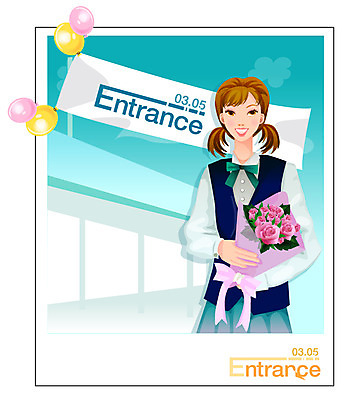 EPS 학생 여자 꽃 교복 꽃다발 일러스트 청소년 고등학생 한명 사람 이벤트 10대 장미 다이어리 입학 풍선 연중행사 여자만 여자한명만 십대만 십대여자만 십대여자한명만 국내일러스트 식물 1 옷 교육 사무용품 파일형식 벡터