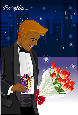 EPS 기념일 남자 꽃다발 프로포즈 야경 일러스트 선물 사랑 한명 사람 이벤트 20대 성인 건물 파티 도시 남자만 남자한명만 성인남자만 청년만 청년남자만 청년남자한명만 성인한명만 성인남자한명만 성인만 국내일러스트 1 건축물 꽃 감정 청년 야간 파일형식 벡터 풍경_경치