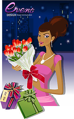 EPS 여자 기념일 꽃다발 프로포즈 야경 일러스트 선물 사랑 한명 사람 이벤트 20대 성인 건물 파티 도시 여자만 여자한명만 성인여자만 청년만 청년여자만 성인한명만 청년여자한명만 성인여자한명만 성인만 국내일러스트 1 건축물 꽃 감정 청년 야간 파일형식 벡터 풍경_경치