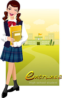 EPS 학생 여자 일러스트 학교 청소년 고등학생 한명 사람 이벤트 10대 입학 신입생 여자만 여자한명만 십대만 십대여자만 십대여자한명만 국내일러스트 1 교육 파일형식 벡터