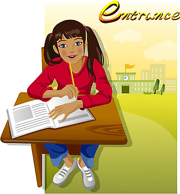 EPS 학생 여학생 여자 어린이교육 교육 초등학생 어린이 일러스트 학교 한명 사람 소녀 이벤트 책 연필 책상 입학 신입생 여자만 여자한명만 어린이만 소녀만 소녀한명만 국내일러스트 1 가구 학용품 필기구 파일형식 벡터