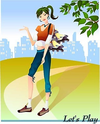 EPS 웰빙 여자 스포츠 일러스트 건강 한명 사람 20대 성인 야외 레포츠 운동 도시 롤러블레이드 언덕 여자만 여자한명만 성인여자만 청년만 청년여자만 성인한명만 청년여자한명만 성인여자한명만 성인만 국내일러스트 1 레저 청년 취미 파일형식 벡터