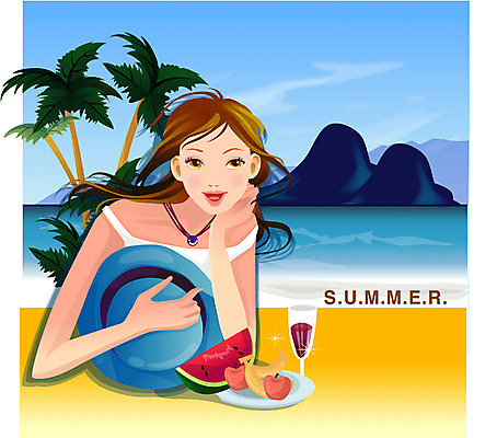 EPS 주간 모자 계절 여자 바다 섬 와인잔 과일 일러스트 자연 여름음식 수박 바나나 한명 사람 이벤트 20대 성인 해변 야외 여름 와인 여자만 여자한명만 성인여자만 청년만 청년여자만 성인한명만 청년여자한명만 성인여자한명만 성인만 제철음식 제철과일 국내일러스트 자연요소 1 잡화 음식 술잔 주류 청년 생태계 제철 파일형식 벡터 여름_계절