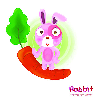 EPS 동물 척추동물 캐릭터 육지동물 동물캐릭터 채소 일러스트 포유류 사람없음 당근 십이지신 운세 토끼띠 토끼 토끼캐릭터 일러캐릭터 뿌리채소 반려동물 파일형식 벡터