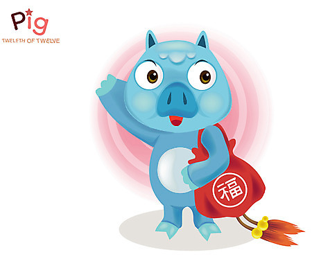 EPS 동물 척추동물 캐릭터 육지동물 일러스트 포유류 복주머니 사람없음 십이지신 운세 돼지띠 돼지 주머니 일러캐릭터 전통소품 파일형식 벡터