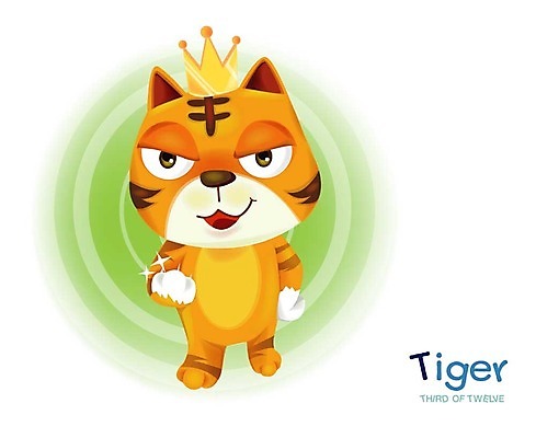 EPS 동물 척추동물 캐릭터 육지동물 일러스트 포유류 왕관 사람없음 십이지신 운세 호랑이띠 호랑이 호랑이캐릭터 일러캐릭터 동물캐릭터 파일형식 벡터