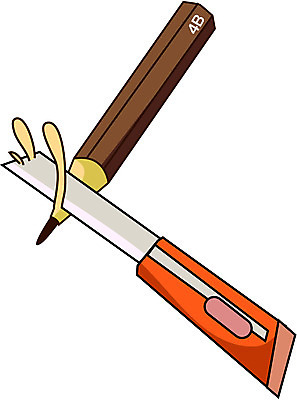 EPS 일러스트 미술 사람없음 연필 미술도구 칼 연필깎이 4B연필 국내일러스트 문화예술 문구용품 학용품 필기구 오브젝트 파일형식 벡터