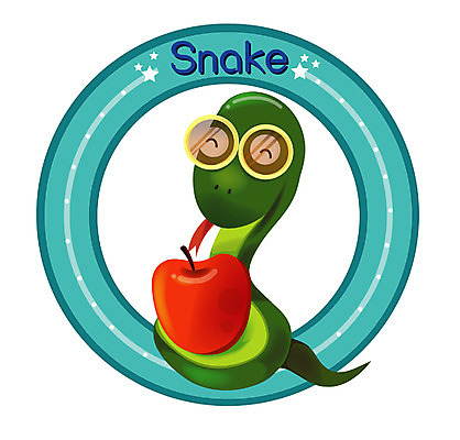 EPS 동물 척추동물 캐릭터 안경 과일 일러스트 파충류 사람없음 십이지신 운세 뱀띠 뱀 사과 일러캐릭터 잡화 파일형식 벡터