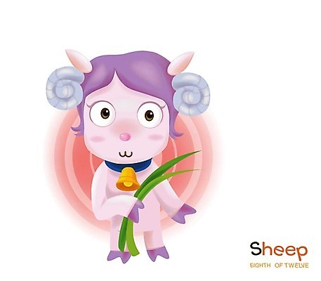 EPS 동물 척추동물 캐릭터 육지동물 일러스트 포유류 뿔 사람없음 방울 십이지신 운세 양띠 양 풀 산양 일러캐릭터 식물 장식 멸종위기동물 파일형식 벡터