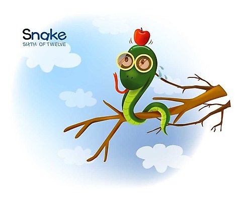 EPS 주간 나무 동물 척추동물 캐릭터 안경 과일 일러스트 파충류 하늘 사람없음 야외 십이지신 운세 뱀띠 뱀 사과 일러캐릭터 자연요소 식물 잡화 파일형식 벡터