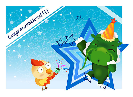 EPS 동물 캐릭터 일러스트 이벤트 사람없음 치킨 고깔모자 용띠 십이지신 용 축하 운세 닭 일러캐릭터 모자_잡화 컨셉 조류 닭고기요리 파일형식 벡터