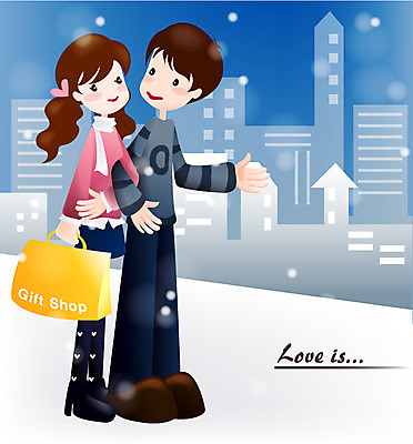 EPS 커플 여자 남자 일러스트 화이트데이 발렌타인데이 사랑 사람 소년 야외 두명 쇼핑 로맨틱 국내일러스트 감정 어린이 컨셉 관계 데이이벤트 파일형식 벡터