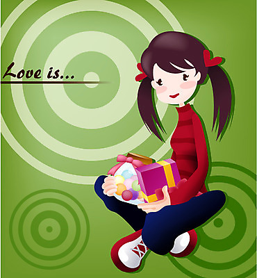 EPS 여자 감정 초등학생 어린이 프로포즈 일러스트 화이트데이 사탕 선물 사랑 한명 사람 소녀 여자만 여자한명만 어린이만 소녀만 소녀한명만 국내일러스트 1 학생 데이이벤트 디저트 파일형식 벡터