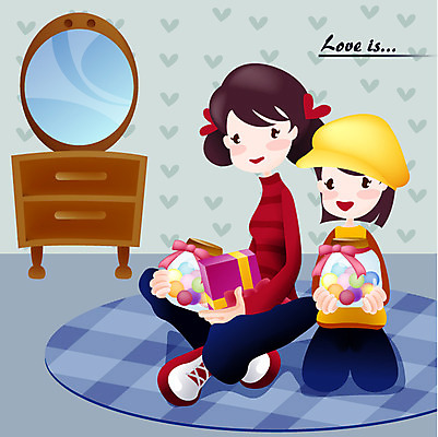 EPS 커플 여자 감정 일러스트 화이트데이 사탕 선물 사랑 사람 두명 카펫 거울 로맨틱 여자만 국내일러스트 컨셉 관계 데이이벤트 디저트 파일형식 벡터