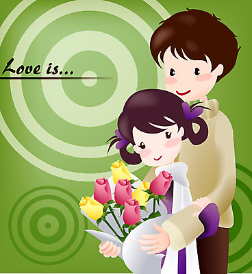 EPS 커플 여자 남자 감정 꽃다발 일러스트 화이트데이 발렌타인데이 선물 사랑 사람 소년 두명 장미 로맨틱 국내일러스트 꽃 어린이 컨셉 관계 데이이벤트 파일형식 벡터