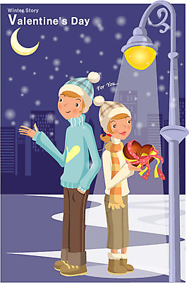 EPS 커플 계절 여자 기념일 남자 어린이 겨울 일러스트 발렌타인데이 선물 사랑 사람 소녀 소년 야외 두명 초콜릿 로맨틱 하트 야간 어린이만 국내일러스트 자연요소 모양 감정 컨셉 관계 데이이벤트 디저트 이벤트 파일형식 벡터