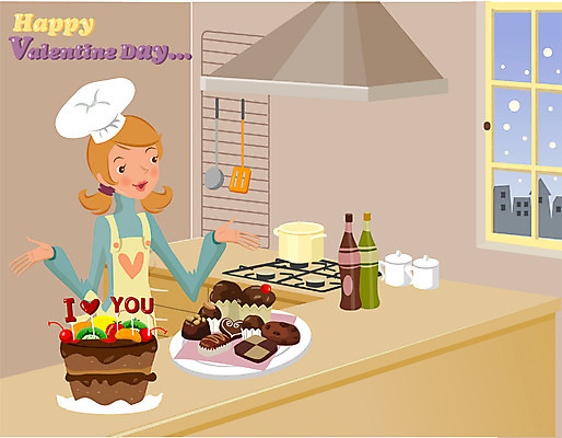 EPS 여자 기념일 가사 일러스트 실내 발렌타인데이 선물 사랑 요리 한명 사람 20대 성인 케이크 주방 초콜릿 여자만 여자한명만 성인여자만 청년만 청년여자만 성인한명만 청년여자한명만 성인여자한명만 성인만 국내일러스트 1 감정 데이이벤트 디저트 이벤트 청년 내부 파일형식 벡터