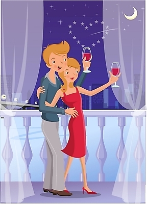 EPS 커플 계절 여자 기념일 남자 겨울 일러스트 실내 발렌타인데이 사랑 사람 두명 와인 로맨틱 달 야간 국내일러스트 자연요소 감정 컨셉 관계 데이이벤트 주류 이벤트 내부 파일형식 벡터