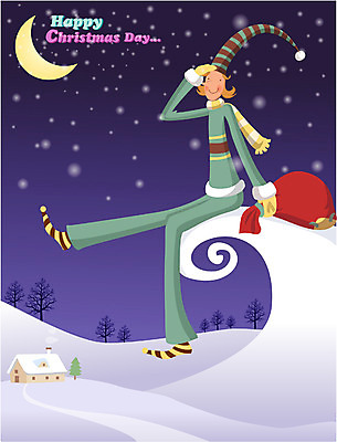 EPS 계절 기념일 남자 종교 크리스마스 겨울 일러스트 선물 한명 사람 20대 성인 야외 산타클로스 마을 달 야간 보따리 남자만 남자한명만 성인남자만 청년만 청년남자만 청년남자한명만 성인한명만 성인남자한명만 성인만 국내일러스트 자연요소 1 이벤트 청년 파일형식 벡터