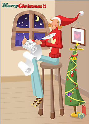 EPS 계절 여자 기념일 남자 종교 크리스마스 겨울 일러스트 실내 선물 한명 사람 20대 성인 장식 크리스마스트리 산타클로스 방 루돌프 달 야간 편지 보따리 청년만 성인만 국내일러스트 자연요소 1 사슴 이벤트 청년 내부 파일형식 벡터