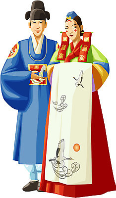 EPS 모자 한국문화 한국전통 전통 커플 여자 남자 신부 신랑 결혼 일러스트 새해 사람 성인 두명 치마 전통의상 한복 전통의례 전통혼례 저고리 비녀 색동옷 감투 성인만 국내일러스트 동양문화 잡화 옷 관계 하의 전통소품 한국 이벤트 파일형식 벡터 헤어액세사리