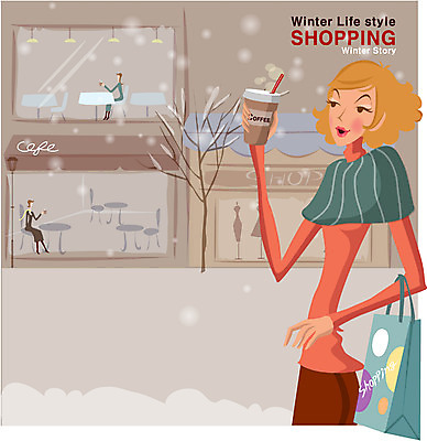 EPS 우먼라이프 라이프스타일 계절 여자 커피 겨울 일러스트 날씨 거리 선물 한명 사람 20대 성인 야외 쇼핑 상점 카페 눈 여자만 여자한명만 성인여자만 청년만 청년여자만 성인한명만 청년여자한명만 성인여자한명만 성인만 국내일러스트 자연요소 1 음료 청년 생활 파일형식 벡터